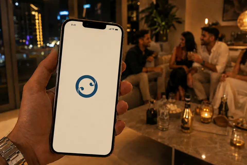 Hand holding phone with Eastwood app open